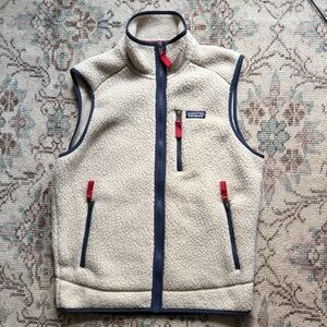 Patagonia Retro Pile Fleece Vest Cream/Navy - Size Medium